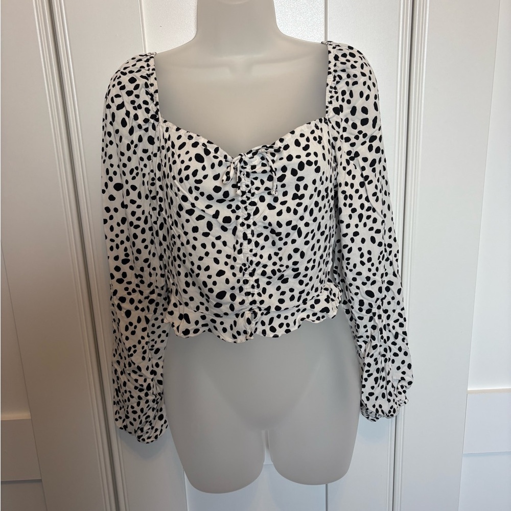 Altar'd State Black and White Spotted Blouse